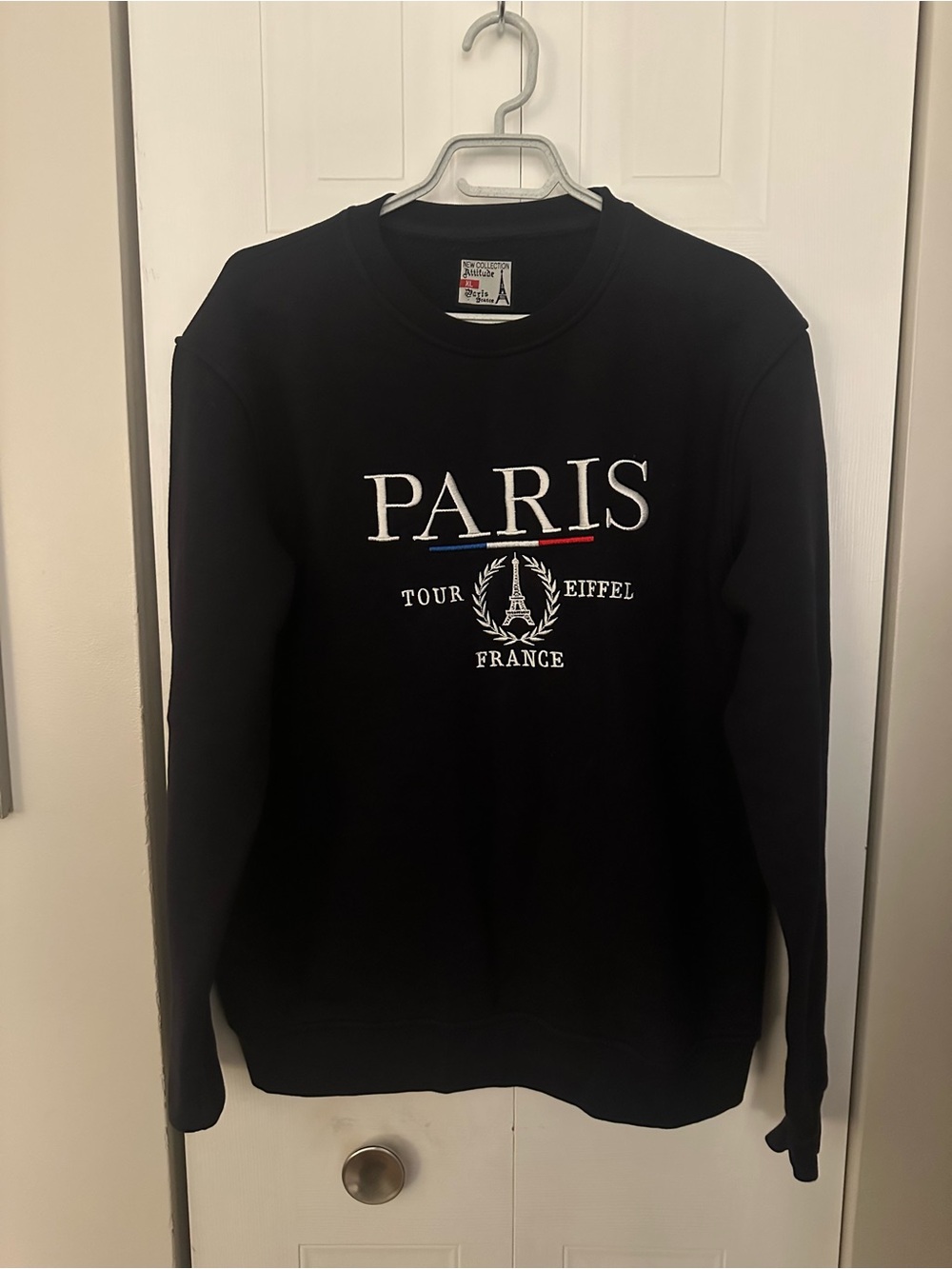 Paris Embroidered Crewneck Sweater Navy